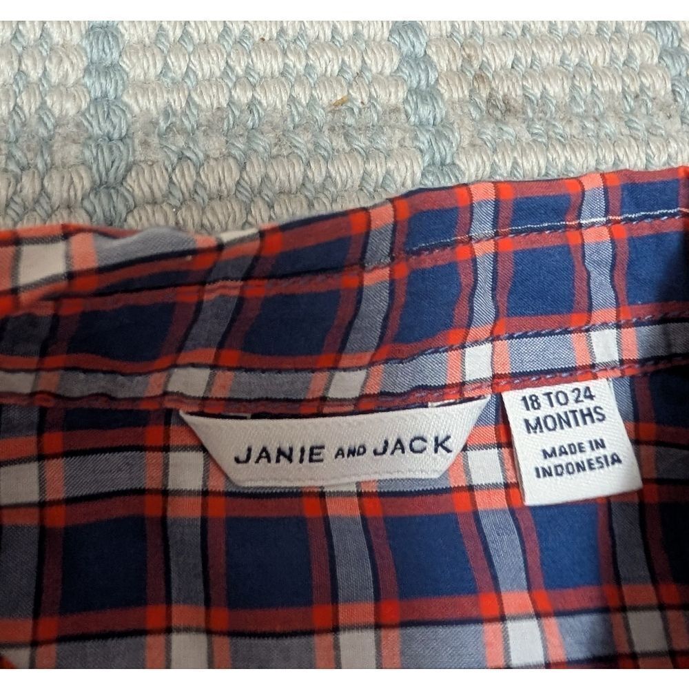 NWOT Janie and JackโPlaid Brushed Twill Shirt Size 18-24 Months Baby Formal - Picture 3 of 5
